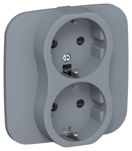 Розетка 2-местная с заземлением и шторками IEK Flite FI-R24A-16-1-K35 маренго