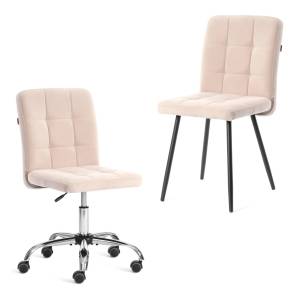Набор из кресла и стула Tetchair Medeo LT 25054 бежевый, черный, флок