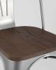 Набор из 6 стульев Stool Group Tolix YD-H440B-W YG-15 X6 серебристый матовый, темное дерево фото 10