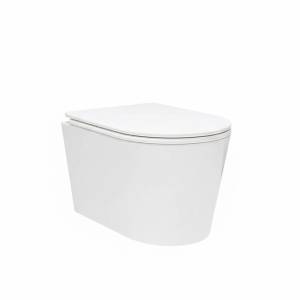 Унитаз подвесной Veconi Ruga VRU-52T безободковый, с крышкой-сиденьем микролифт, белый глянцевый