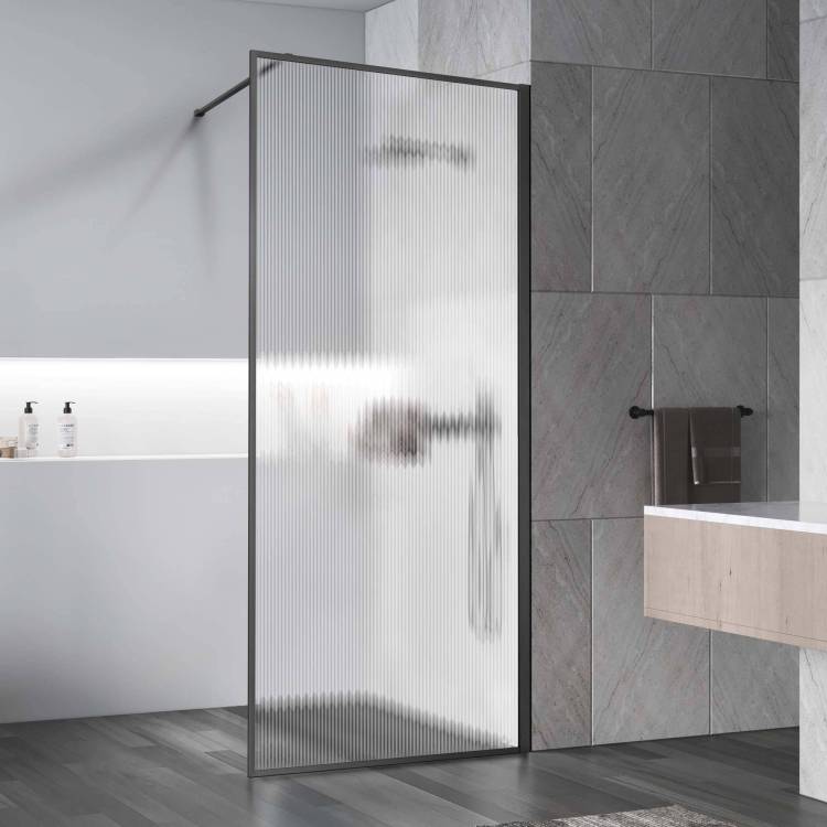 Душевая перегородка Vincea Walk-In VSW-1HP100FLGM профиль вороненая сталь, стекло рифленое, 100x200