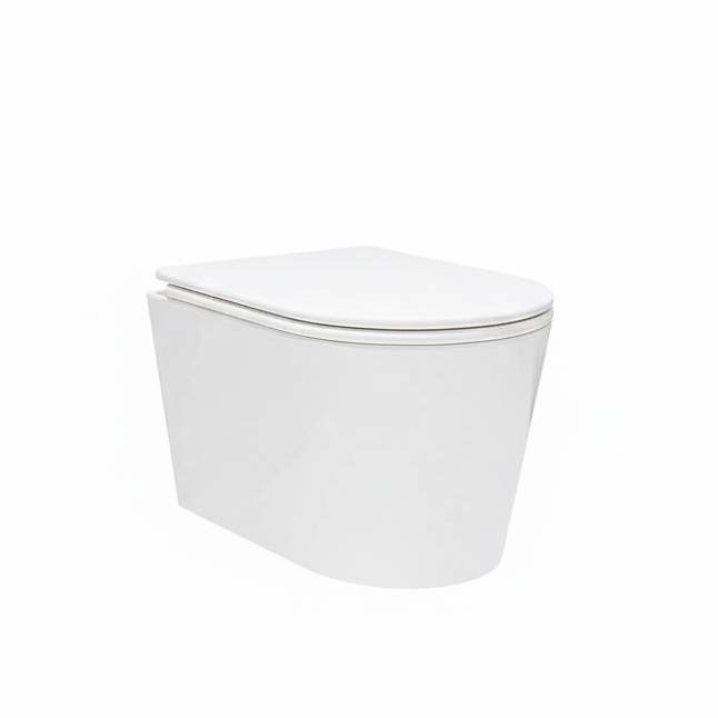 Унитаз подвесной Veconi Ruga VRU-52T безободковый, с крышкой-сиденьем микролифт, белый глянцевый