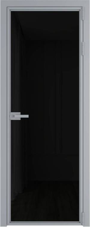 Межкомнатная дверь Profil Doors 1 AX цвет профиля Серебро, стекло безопасное 6 мм черный триплекс 600x2000
