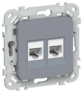 Розетка компьютерная RJ45 2-местная IEK Flite FI-K22-1-K35 маренго