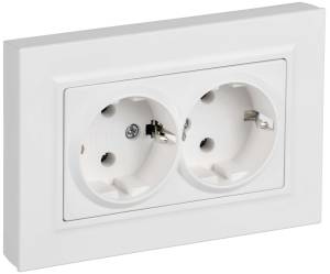 Розетка 2-местная с заземлением IEK Brite BR-R27-16-K91-F арктический белый