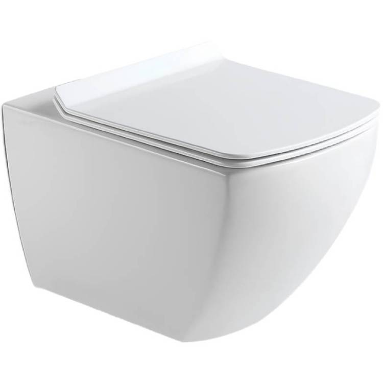 Унитаз подвесной Black&White W-726 безободковый, сиденье микролифт, белый