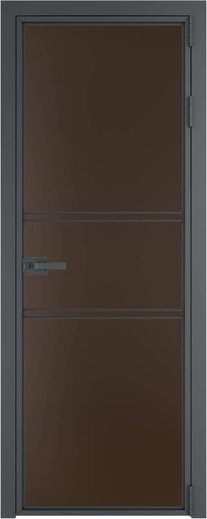 Межкомнатная дверь Profil Doors 2 AX цвет профиля Серая ночь, стекло безопасное 6 мм монохром шоколад 800x2000