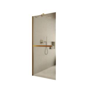 Душевая перегородка MaybahGlass MGD-728-3ш 79x195, стекло бронза матовая 8 мм, профиль золото
