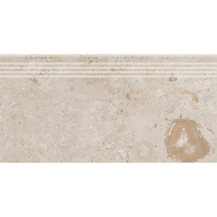 Ступень Kerama Marazzi Про Лаймстоун DD205420R\GR Бежевый Темный Натуральный Обрезной 30x60