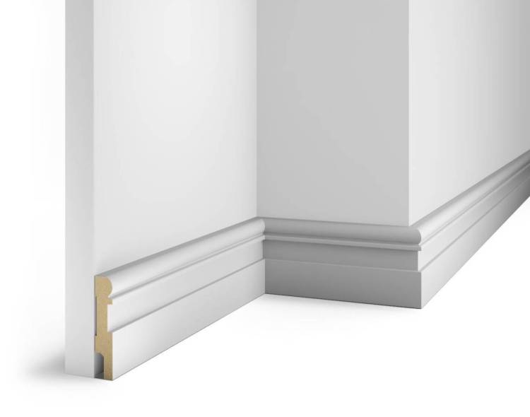 Плинтус Cosca AP28 Белый под покраску 2400x80x16