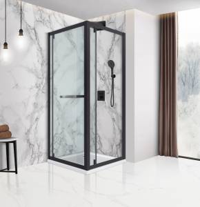 Душевой уголок Vincea Stile VSS-2ST9090CLB-L 900x900, черный, стекло прозрачное, левый