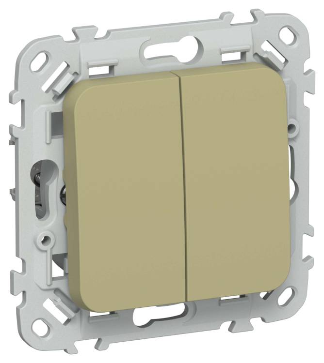 Выключатель 2-клавишный проходной IEK Flite FI-V22-0-10-1-K26 оливковый