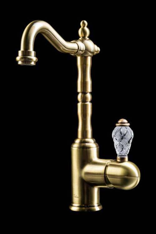 Смеситель для раковины Boheme Crystal 302-CRST высокий, бронза