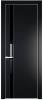 Межкомнатная дверь Profil Doors 18 PE полотно Блэк, кромка алюминиевая с четырех сторон матовая, стеклянная вставка черный лак 700x2000