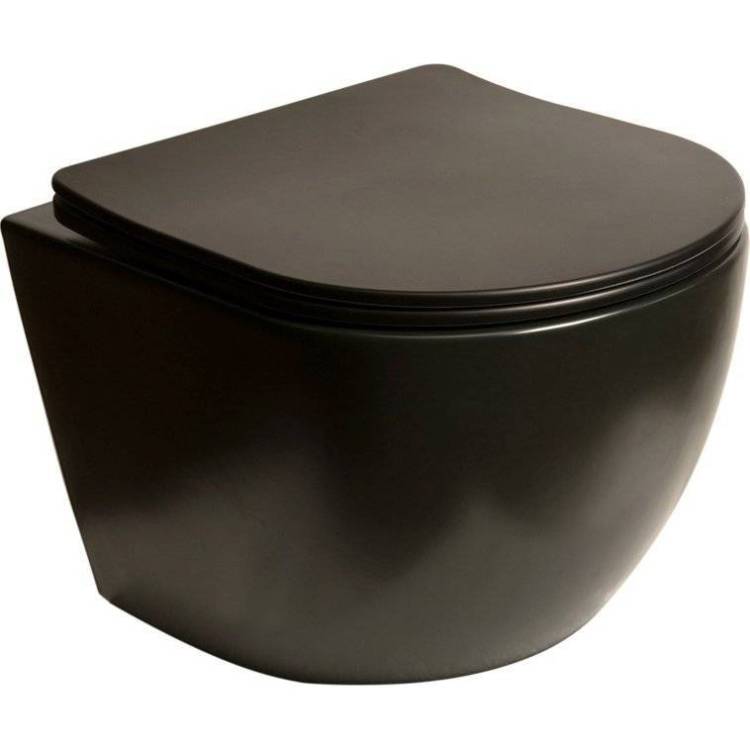 Унитаз подвесной SantiLine SL-5018MB безободковый, с крышкой-сиденьем микролифт