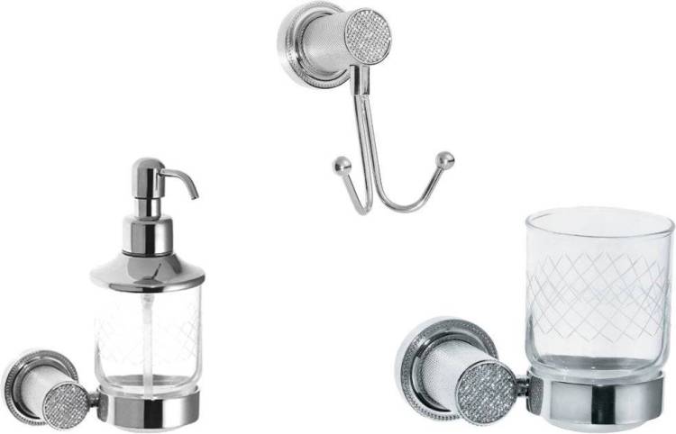 Набор Boheme Стакан Royal Cristal Chrome подвесной + Дозатор Royal Cristal Chrome подвесной + Крючок Royal Cristal Chrome двойной