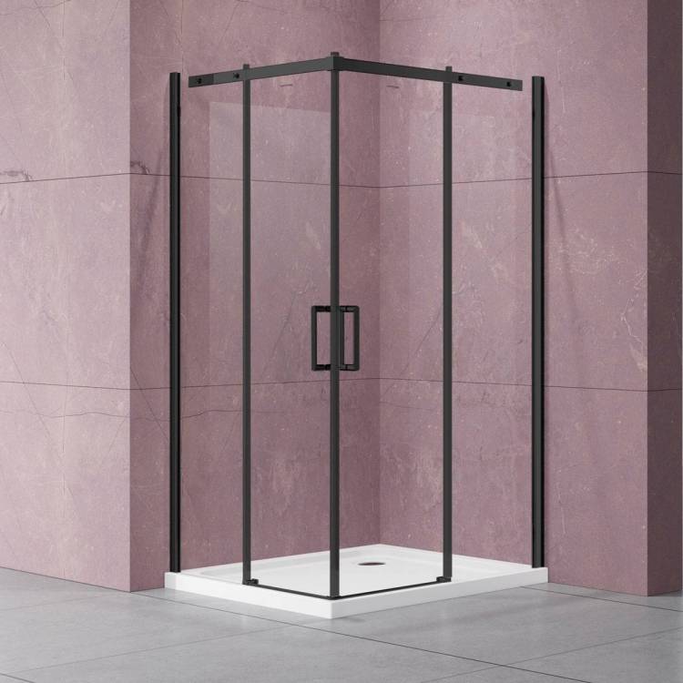 Душевой уголок Vincea Dice VSS-4D100CLB 1000x1000, профиль черный, стекло прозрачное
