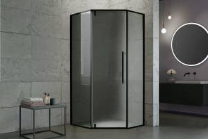 Душевой уголок Royal Bath Fato RB 90TR-T-BL профиль черный, стекло прозрачное, 90x90x200
