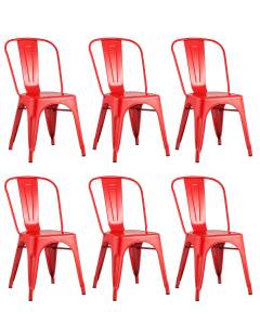 Набор из 6 стульев Stool Group Tolix YD-H440B LG-03 X6 красный глянцевый