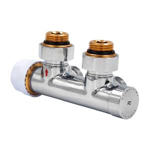 Узел нижнего подключения Primoclima Armature PC710AW термостатический, угловой, левый 1/2"х3/4", хром