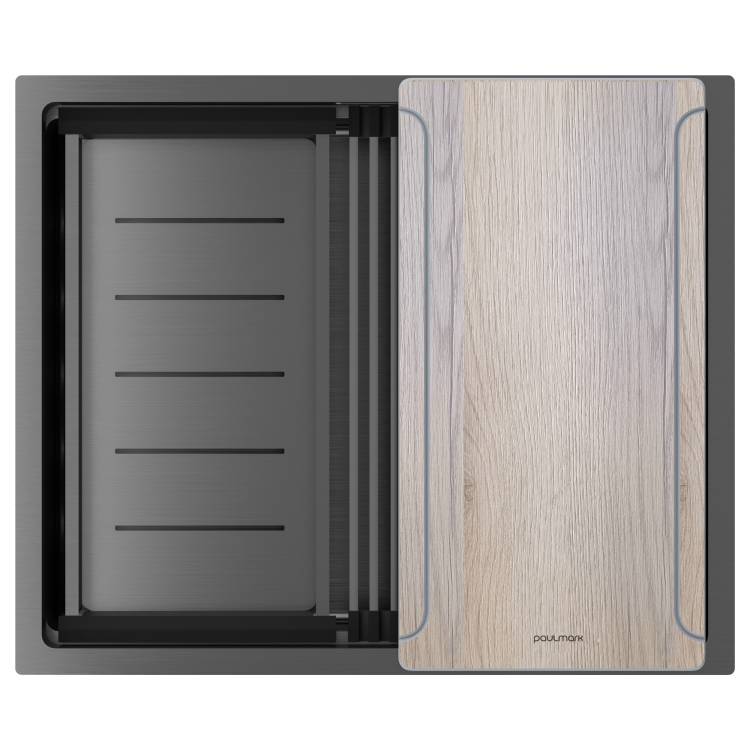 Мойка кухонная Paulmark Next-Multi Sink 54 Uni PM785445-GM Вороненая Сталь, 54x45