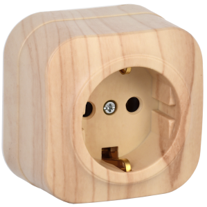 Розетка 1-местная с заземлением IEK Glory ERH11-K34-16 сосна