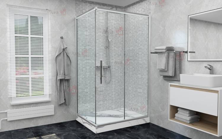 Душевой уголок AvaCan FC-120-SC80 профиль хром, стекло прозрачное, 140x80x195