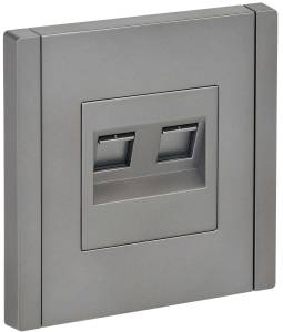 Розетка компьютерная RJ45 2-местная IEK Forte&Piano FP-K20-2-K46 сталь