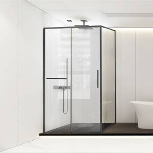 Душевой уголок Vincea Slim Soft VSR-1SS1012CLGM профиль вороненая сталь, стекло прозрачное, 120x100x200