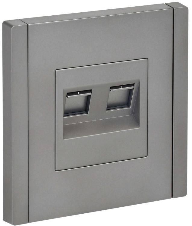 Розетка компьютерная RJ45 2-местная IEK Forte&Piano FP-K20-2-K46 сталь