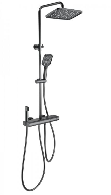 Душевая стойка Wonzon & Woghand WW-B4129-BGG с термостатом, темный графит