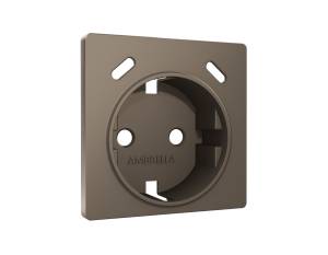 Лицевая панель для электрической розетки с заземлением со шторками 2USB C+C Ambrella Volt Alfa AP6405 темная бронза матовый