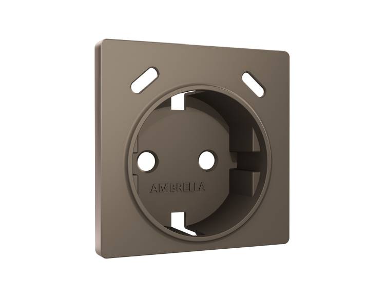 Лицевая панель для электрической розетки с заземлением со шторками 2USB C+C Ambrella Volt Alfa AP6405 темная бронза матовый