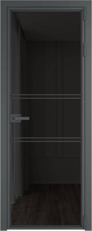 Межкомнатная дверь Profil Doors 2 AX цвет профиля Серая ночь, стекло безопасное 6 мм черное тонированное 800x2000