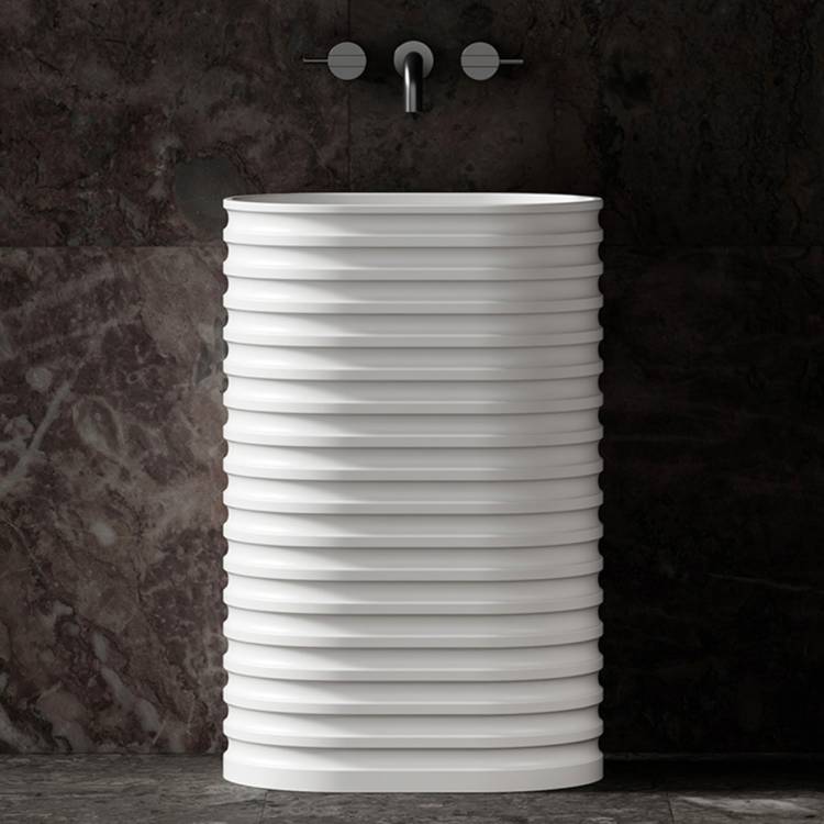 Раковина Abber Stein AS2550-H напольная, белая матовая, 58x38
