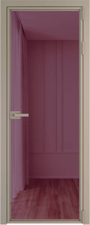 Межкомнатная дверь Profil Doors 1 AX цвет профиля Никель матовый, стекло безопасное 6 мм фиолетовое шпион 800x2000