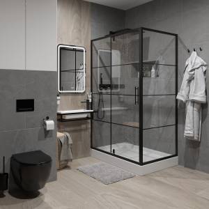 Душевой уголок Niagara Nova NG-0220-08 BLACK 120x80x190 Универсальная, профиль Черный, 1 место