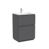 Тумба с раковиной Sancos Folk Floor напольная, 60x45x87, c двумя ящиками оснащенными доводчиками, Grey soft