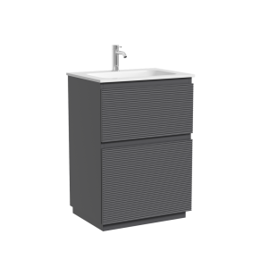 Тумба с раковиной Sancos Folk Floor напольная, 60x45x87, c двумя ящиками оснащенными доводчиками, Grey soft