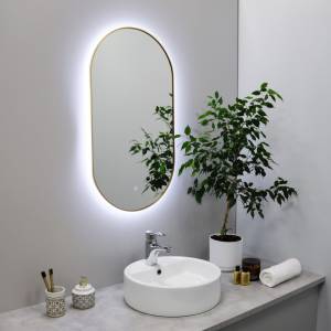 Зеркало Fixsen FX-3120G с LED подсветкой, золото-сатин, 50х120 см