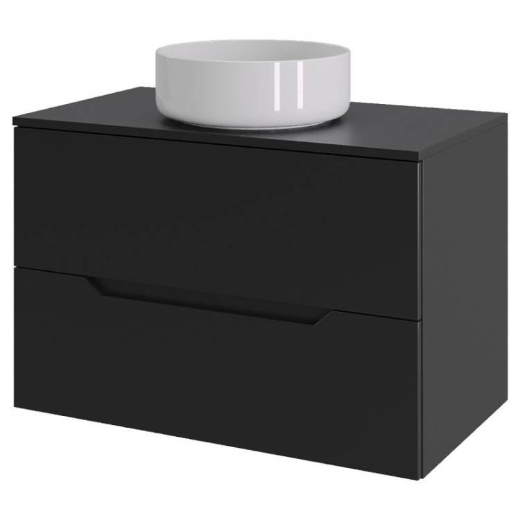 Тумба с раковиной Orange Line Li-70TubMDF+B09-360W черный матовый, 70 см