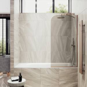 Шторка на ванну MaybahGlass MGV-139-2у стекло бронза, профиль бронза, 1400x540