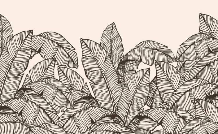 3D Фотообои Artegrafico «Раскидистые листья на кремовом фоне» PL-077 песок