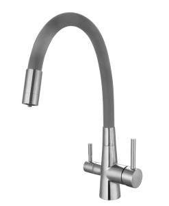 Смеситель для кухни ESKO CL 03 G с подключением к фильтру, гибкий излив, серый