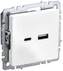 Розетка USB type A+C IEK Brite BR-U22-018-K01 белый