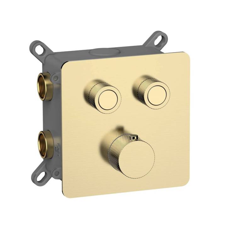 Термостатический смеситель AQUAme AQM8811BG с регулировкой напора, с внутренней частью, золото шлифованное