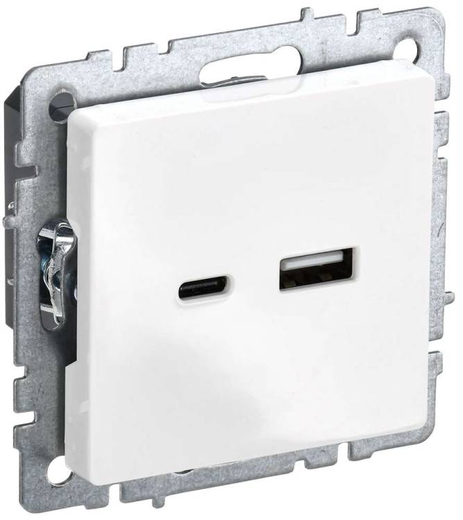 Розетка USB type A+C IEK Brite BR-U22-018-K01 белый