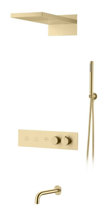 Душевая система Boheme Fusion 131-2-MG с изливом, с термостатом, трехпозиционная, золото матовое