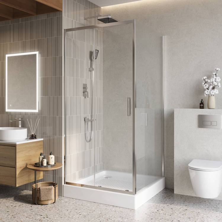 Душевой уголок Belbagno LUCE-A-1-100/100-C-Cr профиль хром, стекло прозрачное, 100x100x195