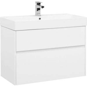 Тумба с раковиной Aquanet Бруклин 85 212598 белый, 572x850x437